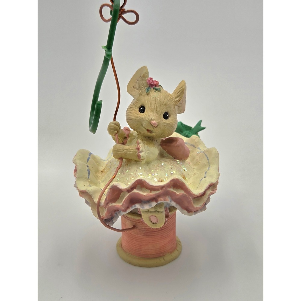 AGC Sewing Circle Sweetie Mouse Ornament Pink Spool Thread 126102-9 Vintage NIB